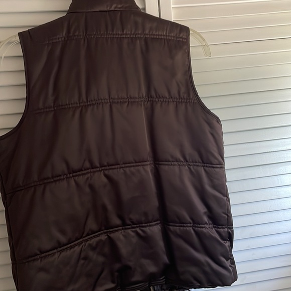 Chocolate brown vest with gold zipper, snaps etc. petite - Picture 5 of 5